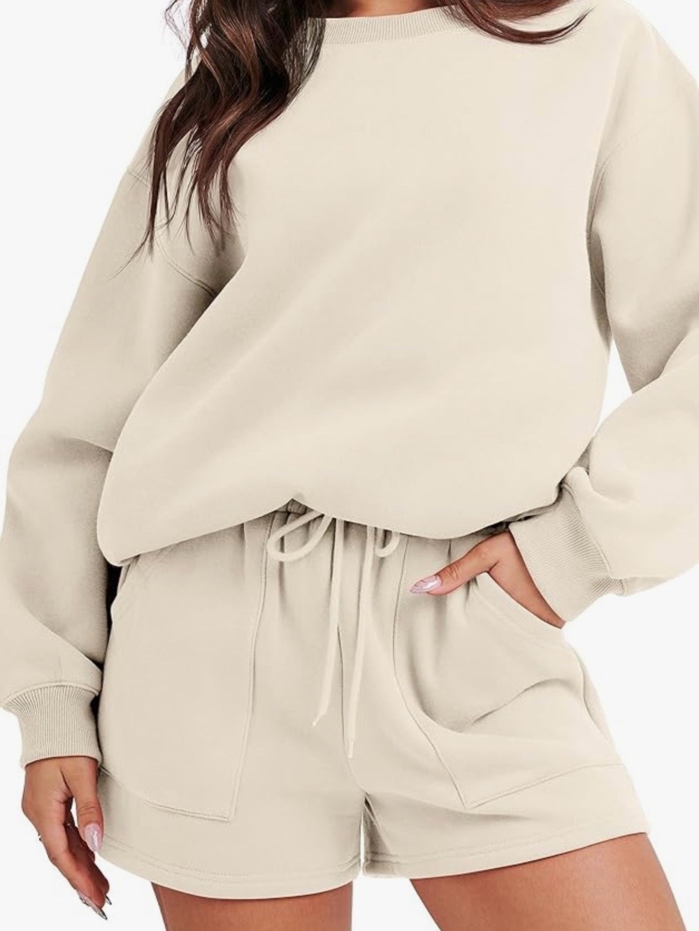 Matching oversized sweatshirt and short set